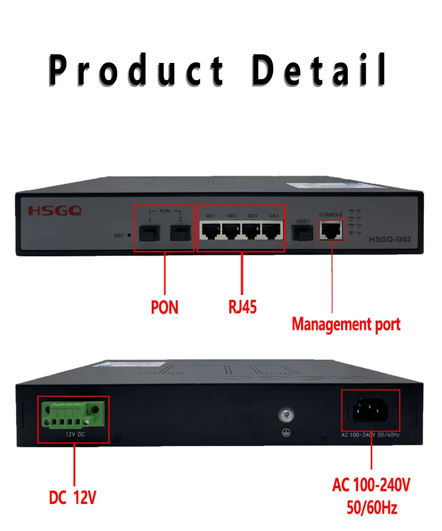 Imagem -02 - Mini Gpon Olt Portas Sfp 256 Onu 10g Uplink 100240v ac 12v dc Power