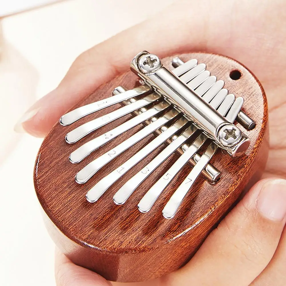 Mini piano à pouce Kalimba en bois pour adultes et enfants, 8 tons, petit pendentif musical portable, piano à doigts, cadeau, A1I5