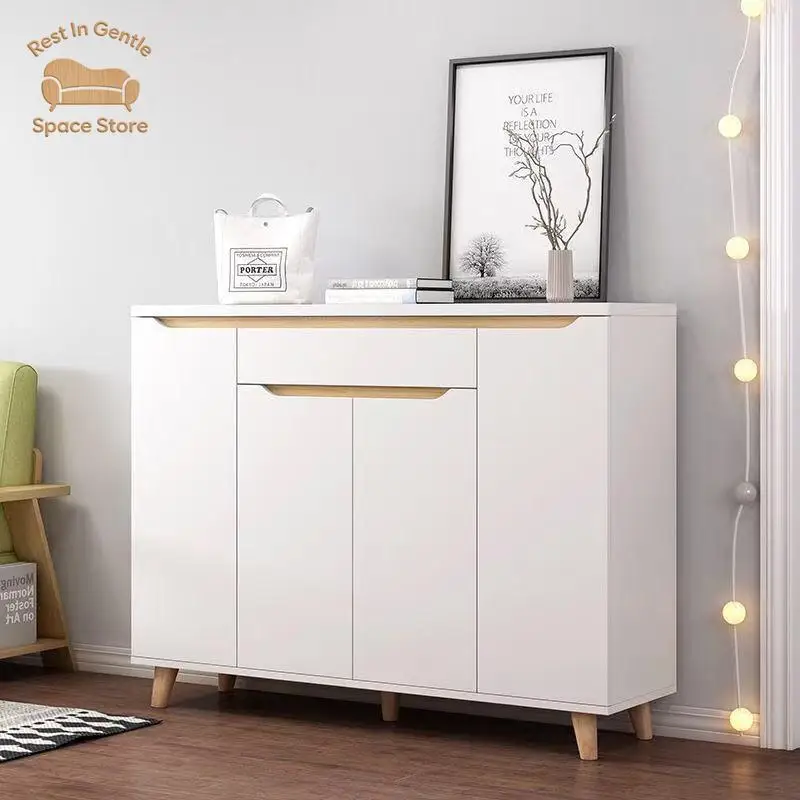 Shoe cabinet large capacity door solid wood saving space storage partition multi-layer porch cabinet foyer locker integrated