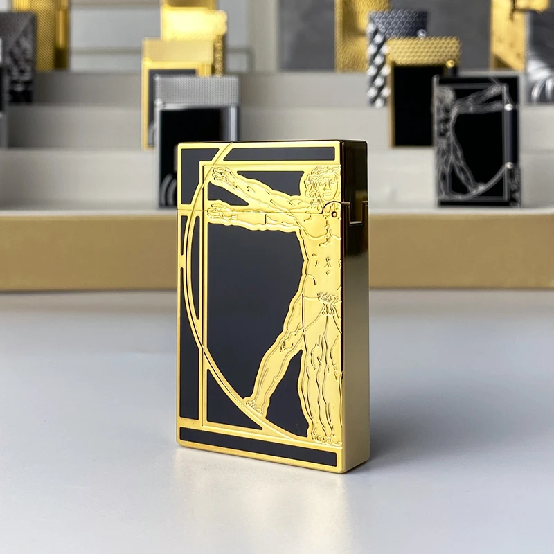 

Commemorative Edition Luxury Butane Lighter Single & Double Flame Ping Sound Natural Paint Cigarette Smoker 18068