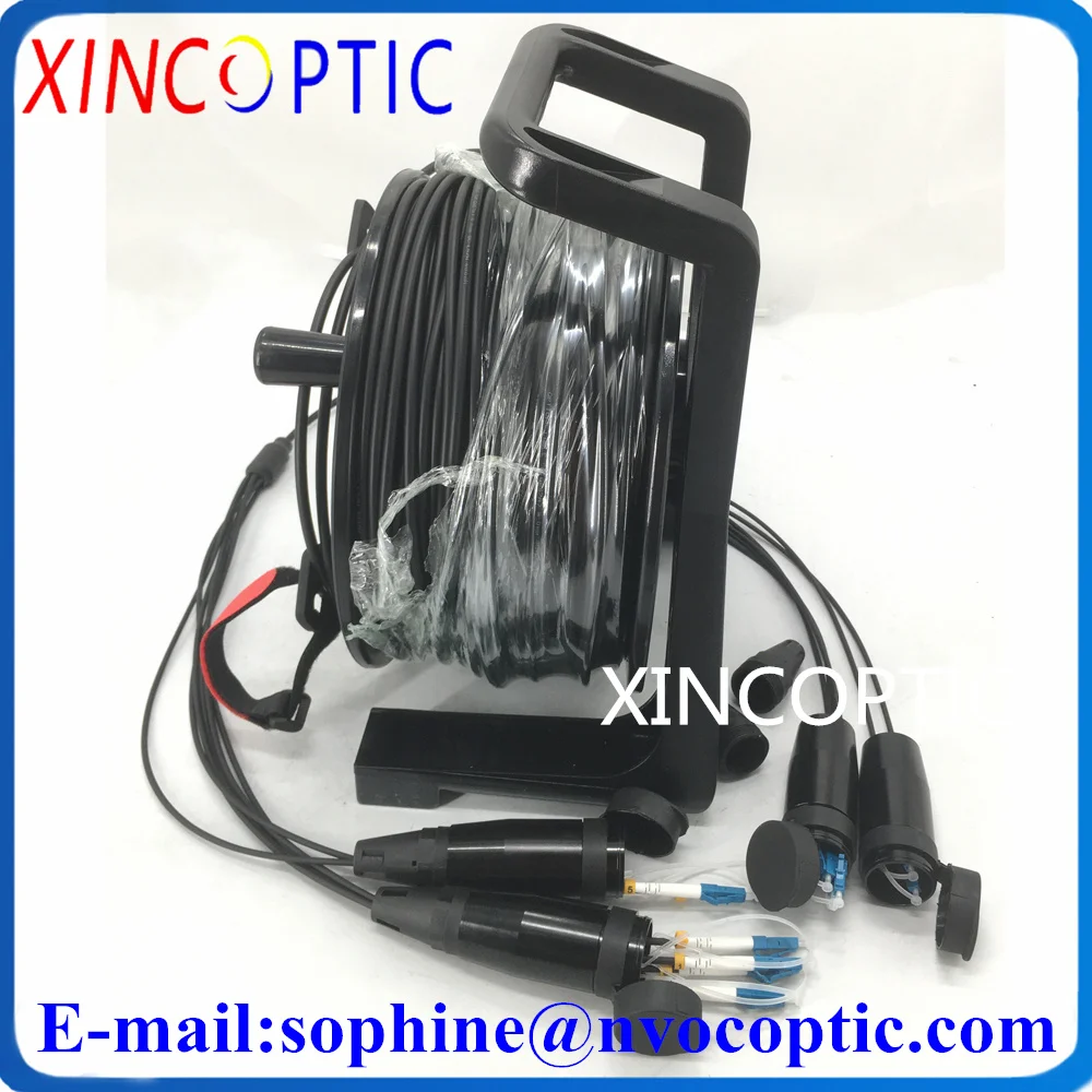 100M,SM,6C,G657A,Armored LSZH/TPU Cable,4.8mm,6Cores Outdoor PDLC/ST/SC/FCUPC Fiber Optic Patch Cord Connector With PCD235 Reel