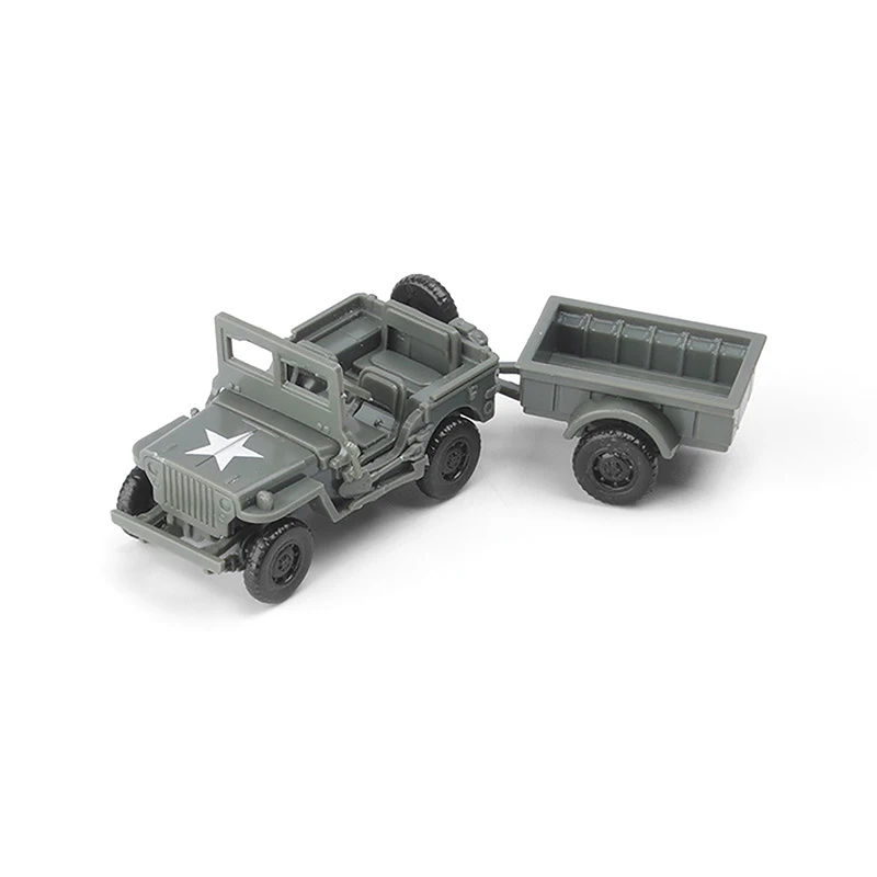 

1:72 WWII Willys Jeep with Hanging Bucket 8cm Military Vehicle Assemble Car Model Toys