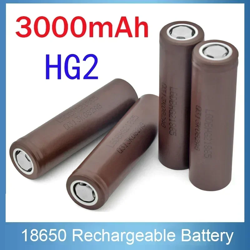 1/2/4/6/8/10 Piece Battery Replacement For INR18650-HG2 18650 3.7V 3000mah Flat top Brown Rechargeable Lithium Battery