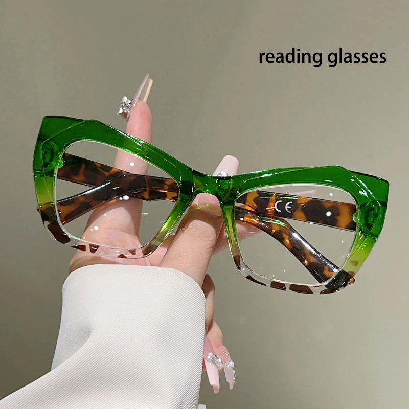 KAMMPT Oversized Reading Glasses Women Fashion Patchwork Rim Blue Light Blocking Optical Frames Trendy New in Presbyopic Eyewear