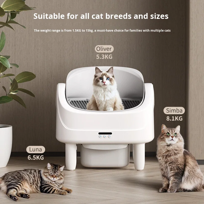 Automatic Self-Cleaning Smart Cat Litter Box – 75L Capacity, App-Controlled, Odor-Free, Eco-Friendly