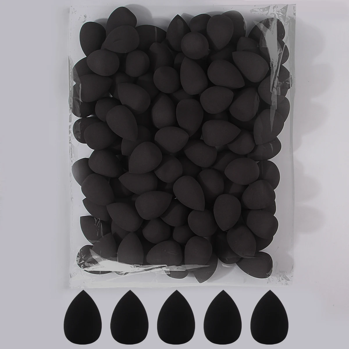 マルチ仕様のベストセラー黒メイクスポンジビューティーエッグセット、高反発性、パウダーが付着しないフェイシャルメイクアップツール