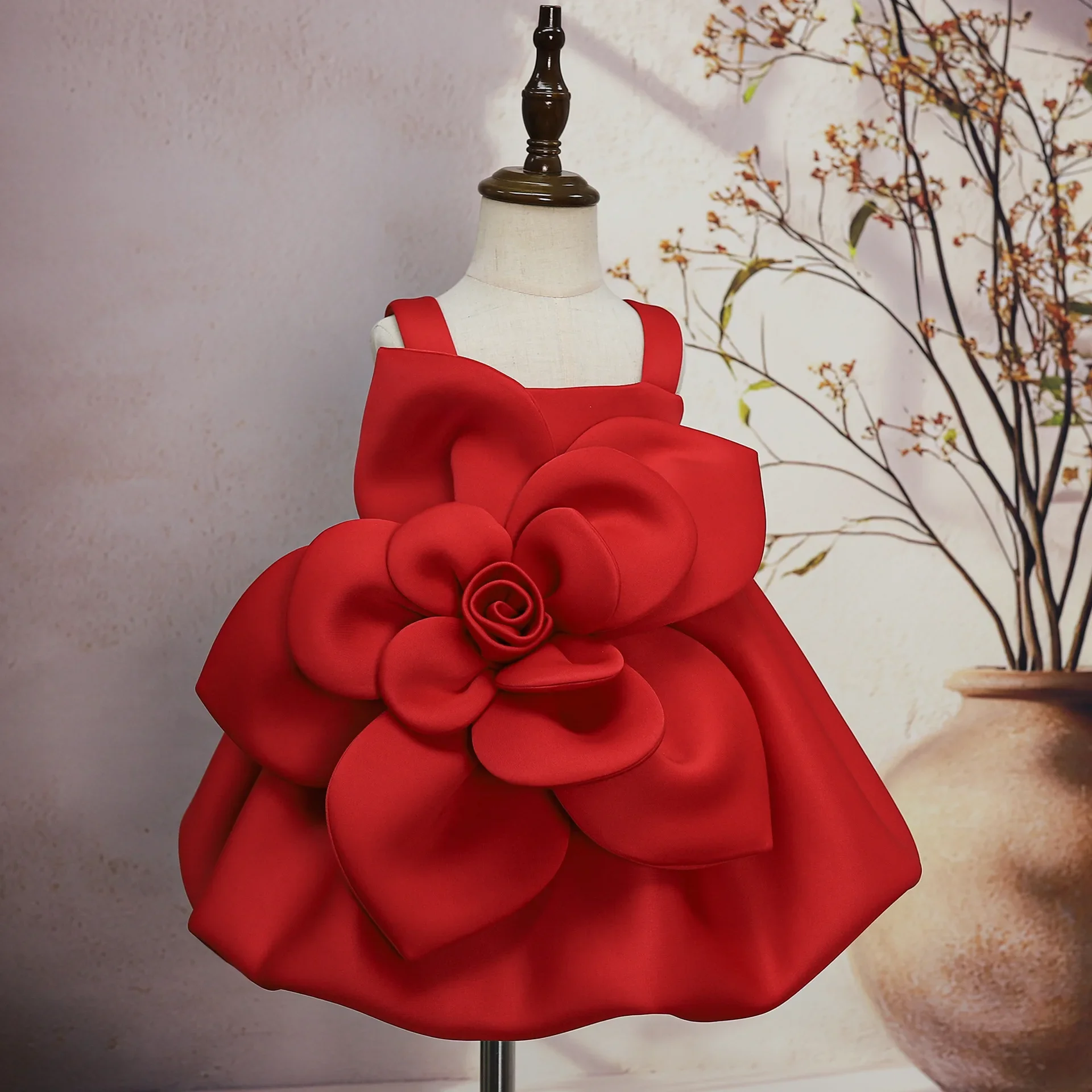 

Solid Color Sleeveless Baby Girl Dress Children Boutique Princess Dresses Christmas New Years Flower Kids Girls Flower Clothing
