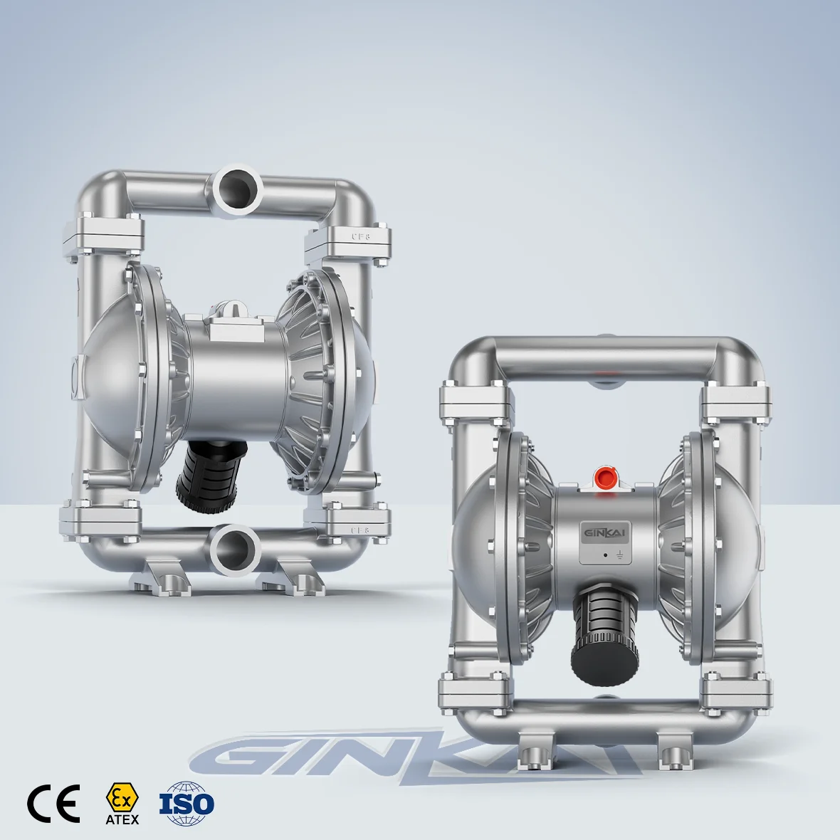 DN40 Explosion Proof Stainless Steel Air Diaphragm Pump PTFE Wetted Parts Hazardous Chemical Transfer Pump