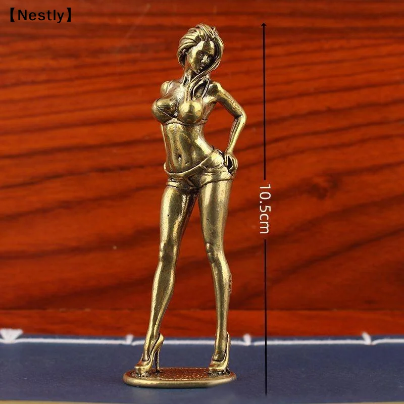Alloy Finish Feminine Statue Exquisite Handcraft Retro Aesthetic For Home Office Shelf Decor Art Collection Gift〔Nest〕