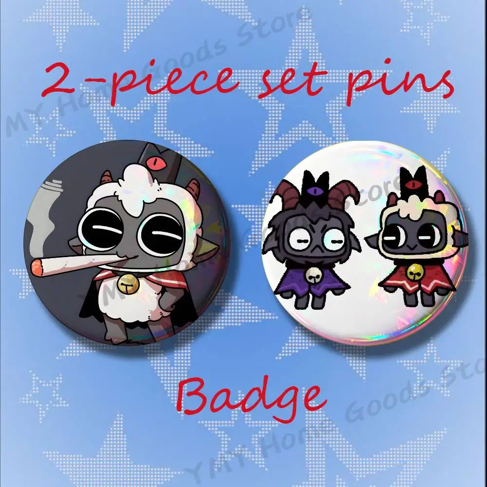 C-Cult of The Lamb Brooches for Backpack Accessories 25 32 44 58 75mm Round 2-piece set Free Mix