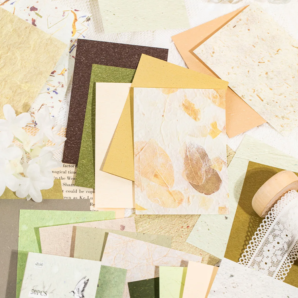 50 sheets/book material paper, vintage art style handmade tent decoration base paper for the Liunian series