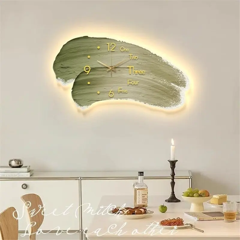 Cream style, wall clock, living room hanging picture, dining room decorative painting, wall-mounted creative clock, wall lamp