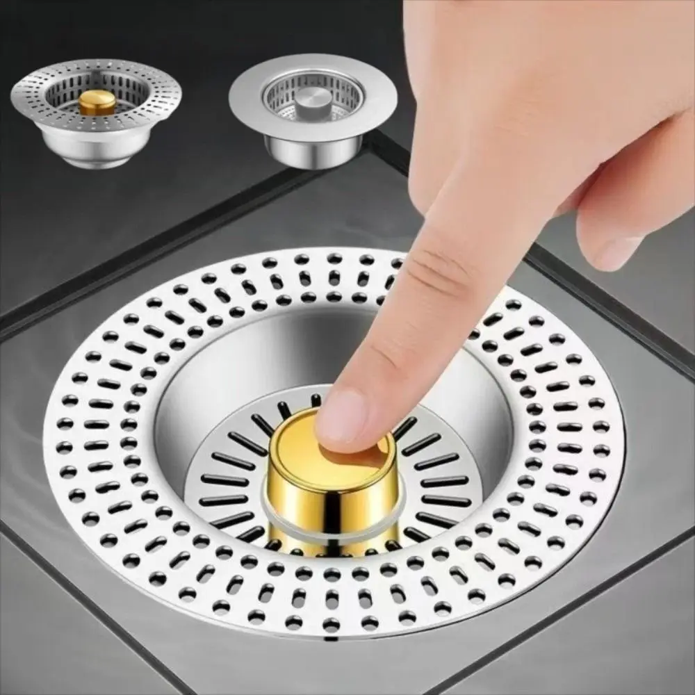 

Stainless Steel Kitchen Sink Drain Strainer with Basket Filter Anti Clog Sink Strainer Plug Jump Up Pop Up Sink Stopper Kitchen
