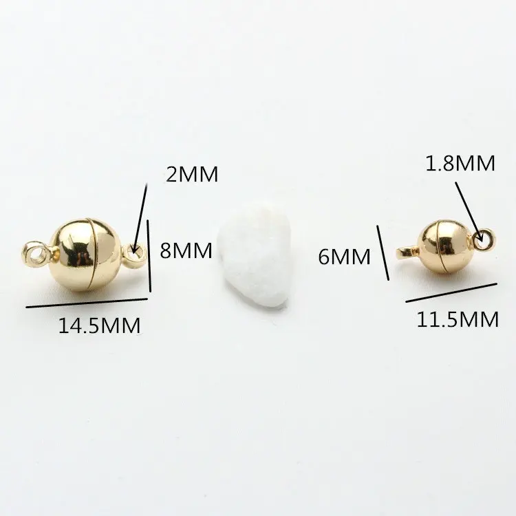 6*11MM 8*14MM 14K Gold Color Plated Brass Magnetic Bracelet Clasp Beads High Quality for Diy Jewelry Making Findings Accessories