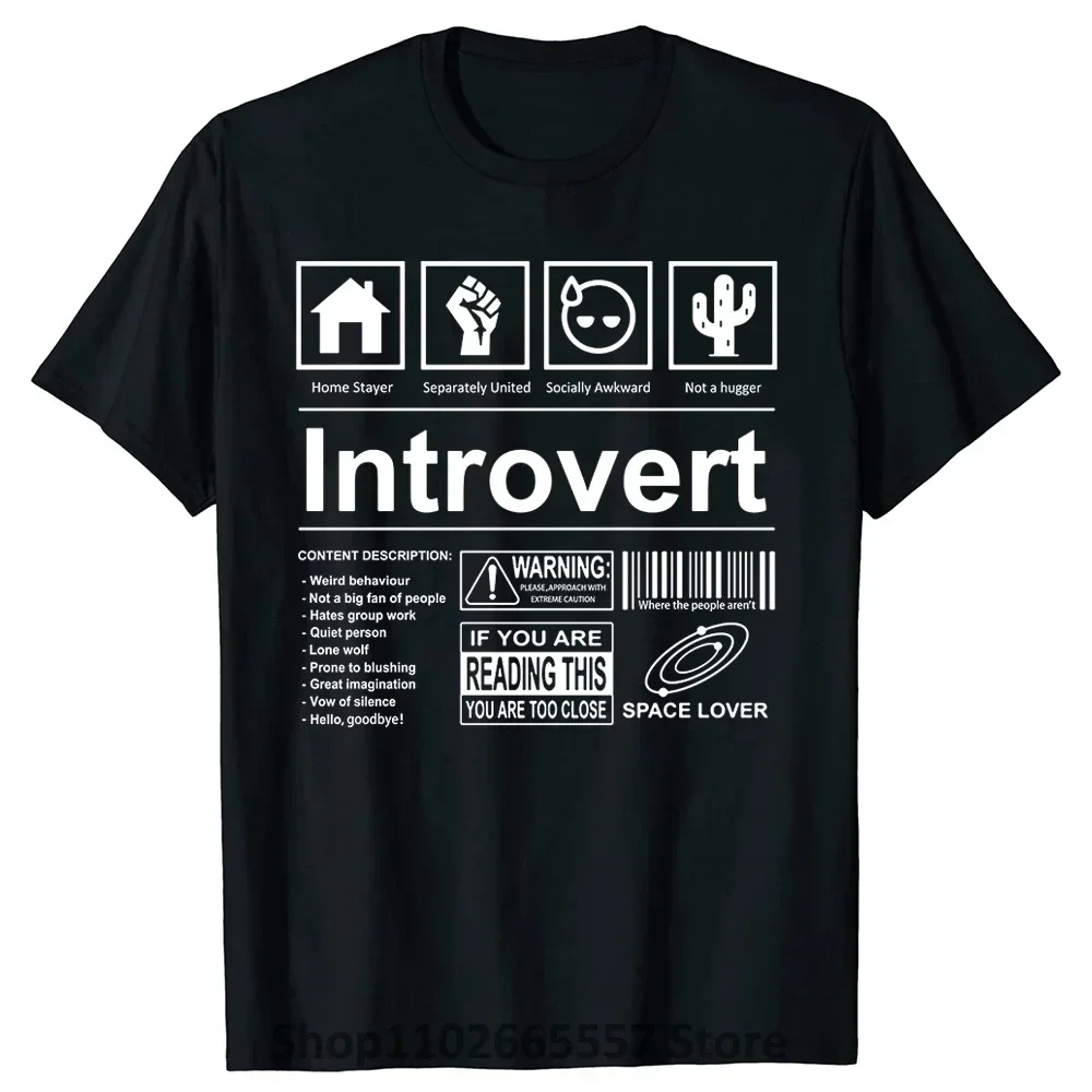 T Shirts Introvert Logo Funny Sayings Humor Introvers harajuku men's t-shirts Joke Summer Cotton Streetwear Quotes Gifts