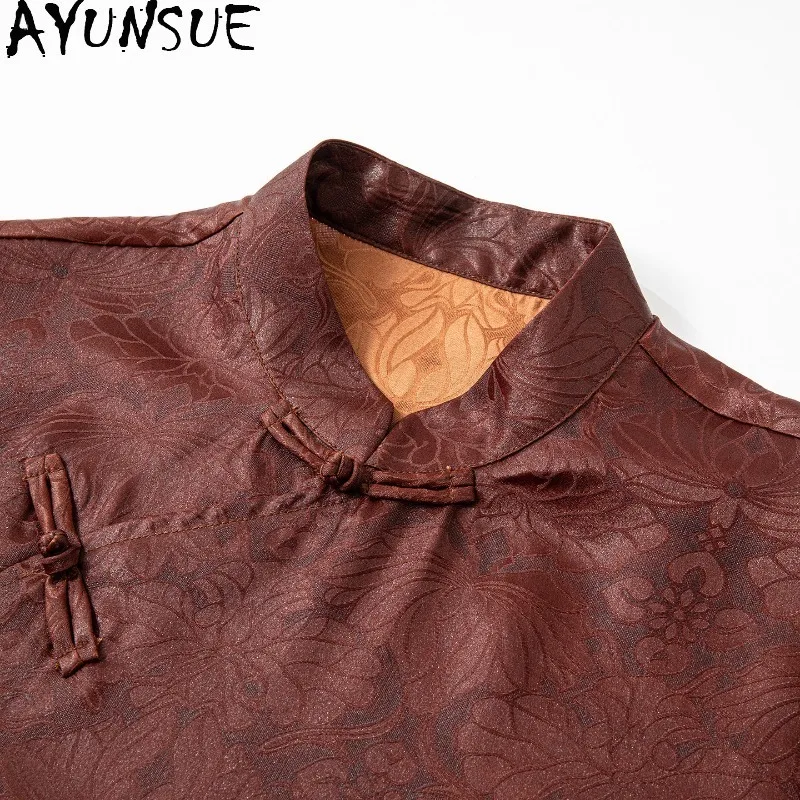 Женские топы из шелка Red Cloud от AYUNSUE, топы с короткими рукавами в китайском стиле для женщин, удобная элегантная б