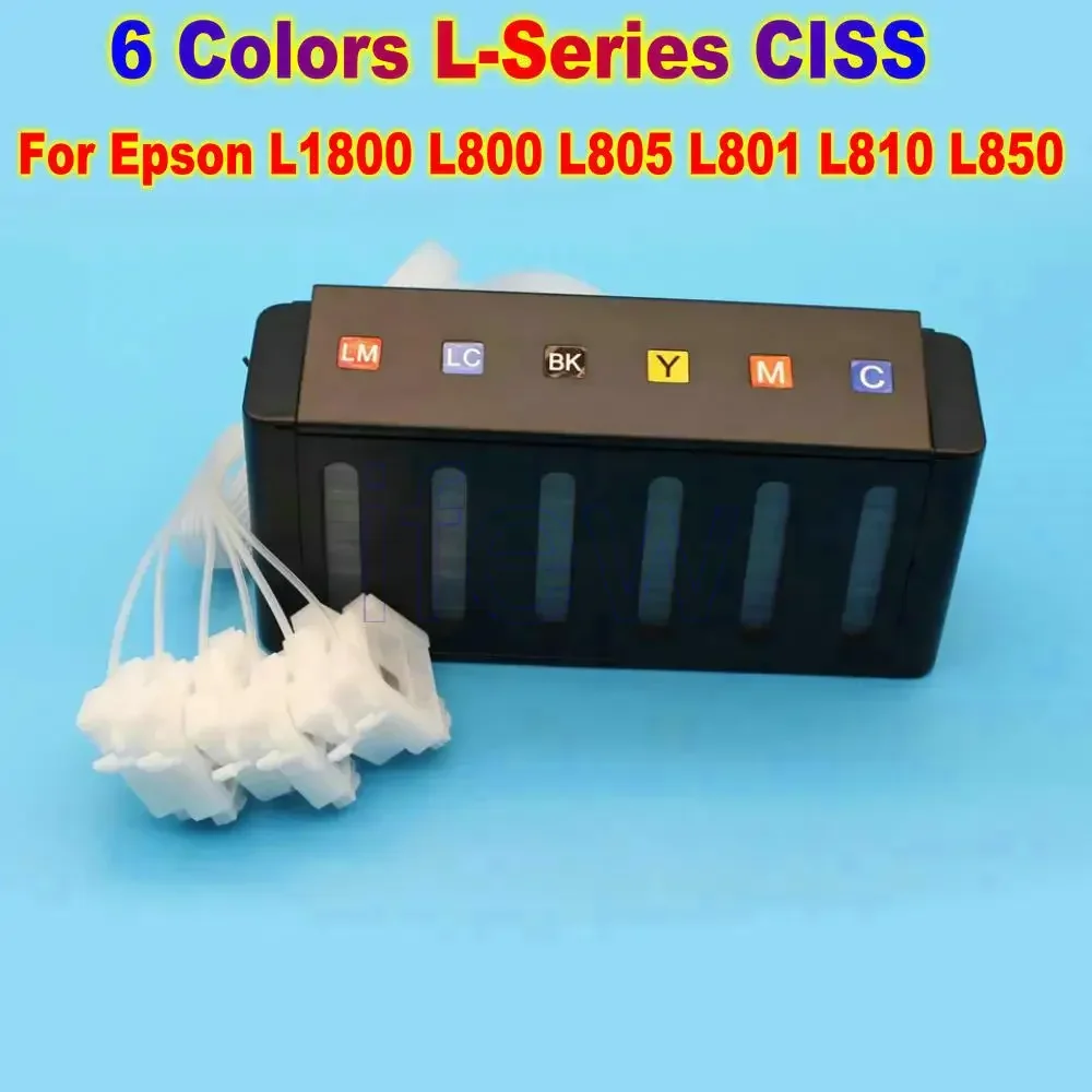 L1800 L800 6 Colors CISS Ink Tank System External Cartridge For Epson L1800 L805 L800 L801 L810 L850 Printer CISS Ink Supply Kit