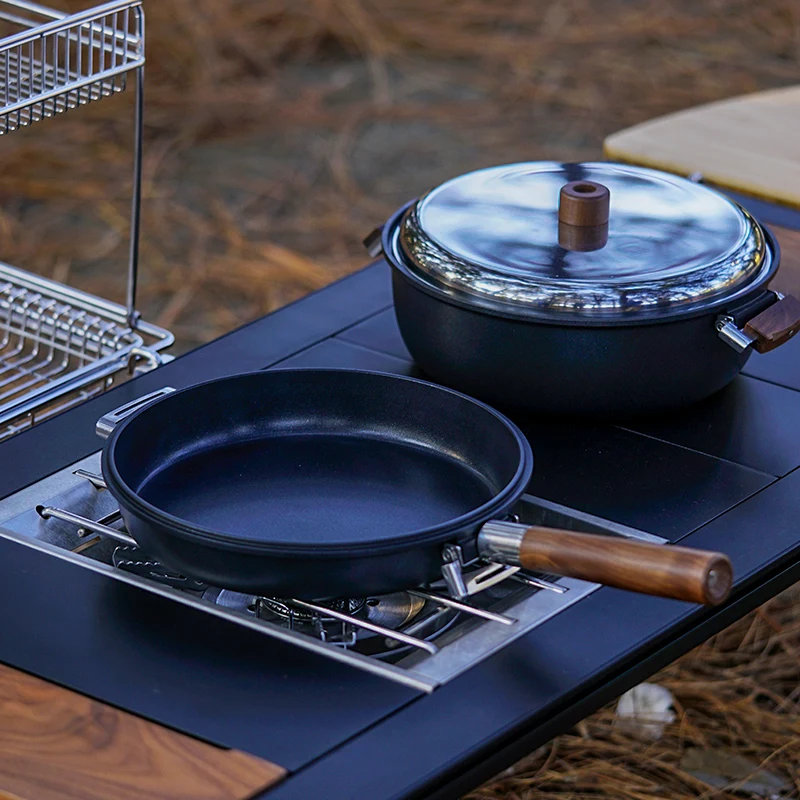 

Multifunctional camping folding set pan frying pan micro-pressure lightweight outdoor non-stick saucepan induction cooker