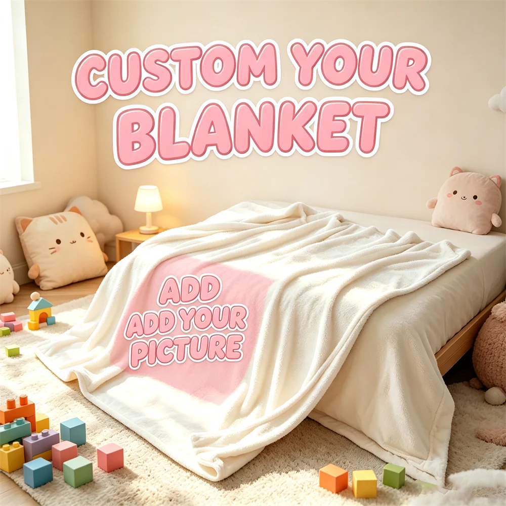 Custom Photo Throw Blanket Personalized Flannel with Image & Text Soft Warm Birthday Memorial Gift
