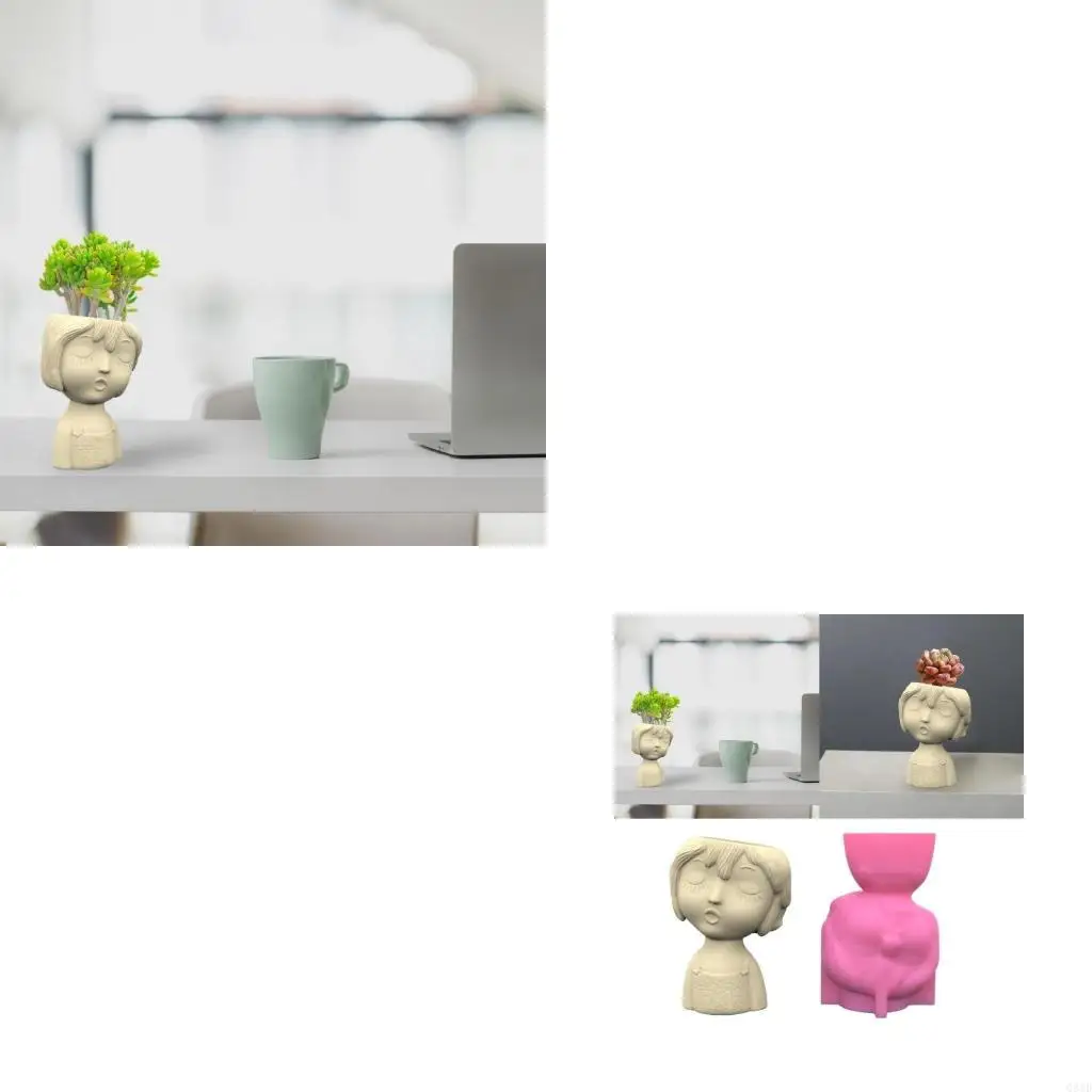 

Silicone Mold for Concrete Flower Pots Girl Planter Mold Pen Holder Container Mold Girl Pots Tool