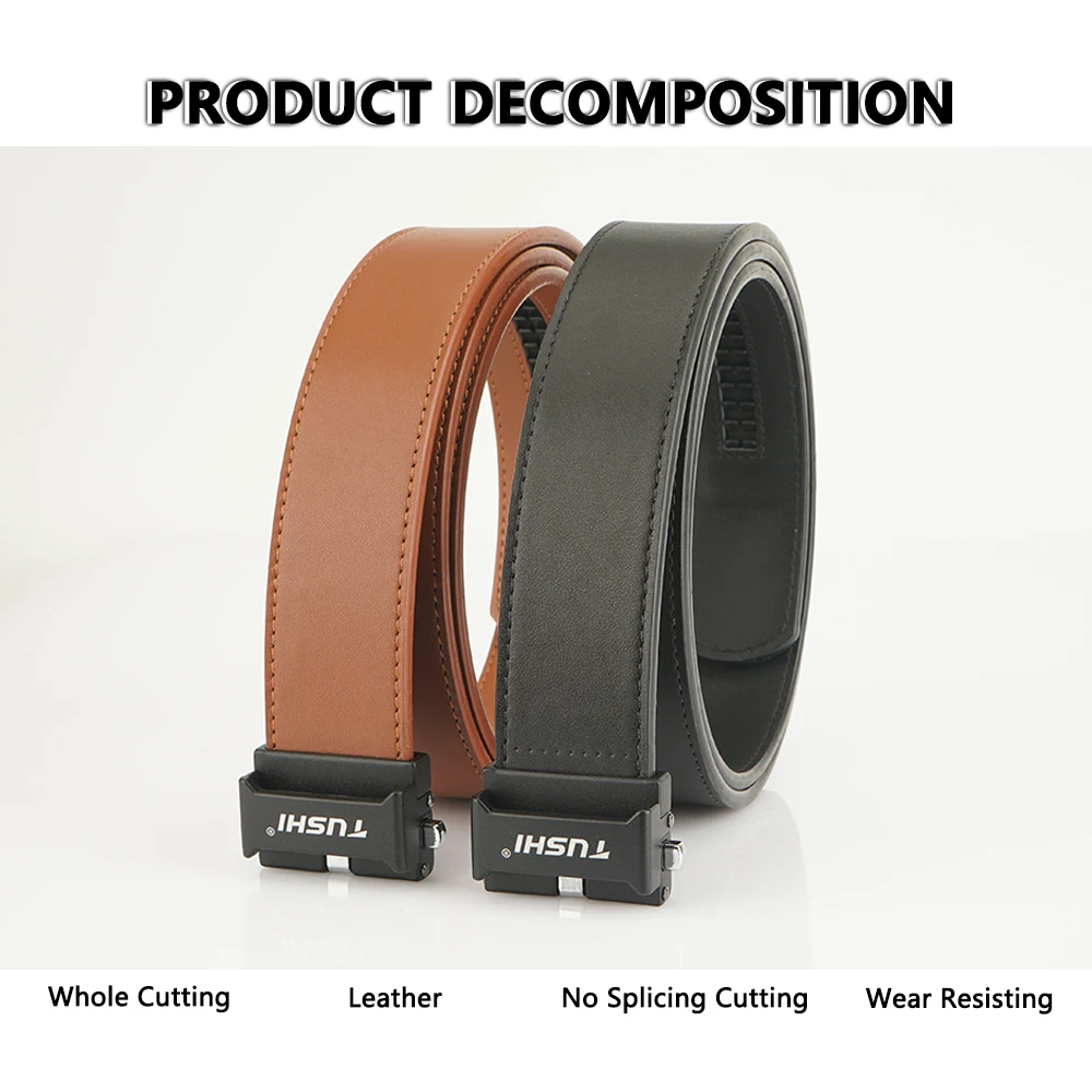 TUSHI Leather belt Tactical Belt for Men Leisure  Metal Automatic Buckle IPSC Gun Belt Military Belt Outdoor Sports Girdle Male