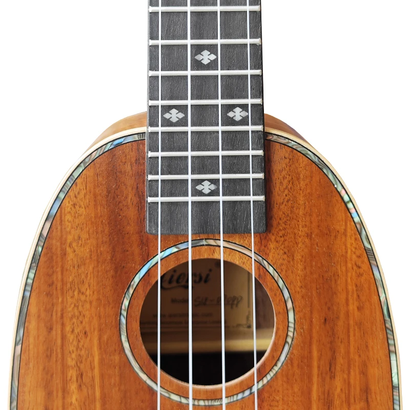 Koa Wood Soprano Pineapple Ukulele 21 Inch 4 String Music Instrument Ukelele for Professional & Beginner with Free Bag