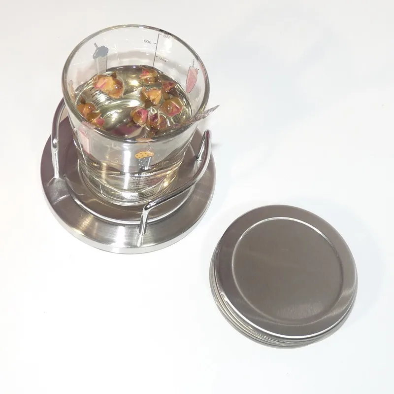 Untersetzer aus Edelstahl, rutschfeste Esstischmatte E mit Griff, 6-teiliges Set, Untersetzer-Isoliermatte