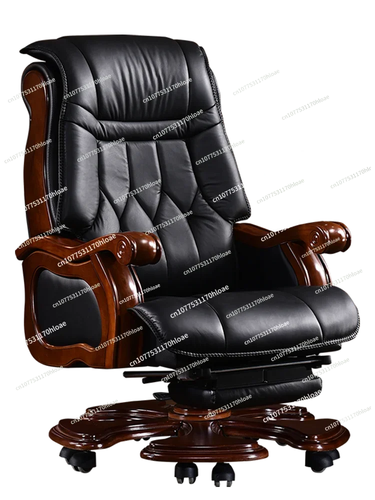 Chair Office Computer Genuine Leather Reclining Executive Chair Massage Home Comfortable Long-Sitting Chair Office