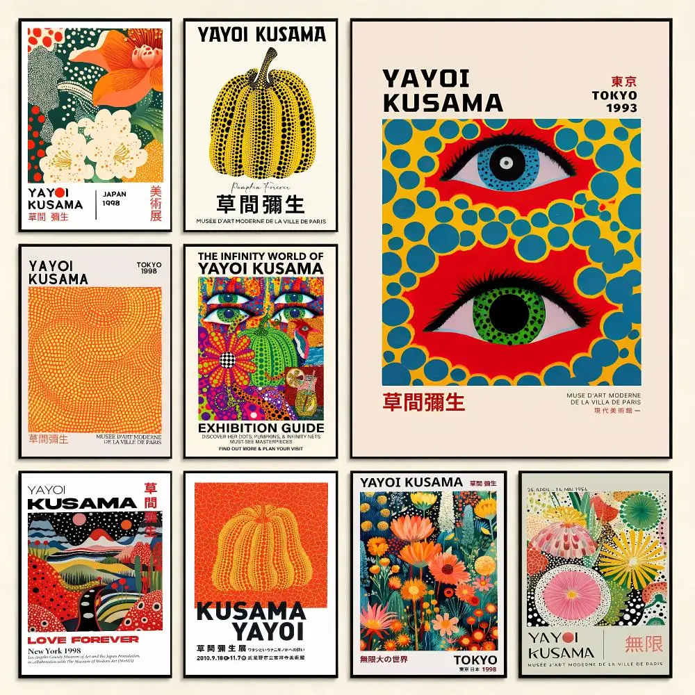 Avant-Garde Art Print Y-Yayoi Kusama Poster Digital Solvent Print Waterproof PP Fade-Resistant Wall Art Room Decor Gift