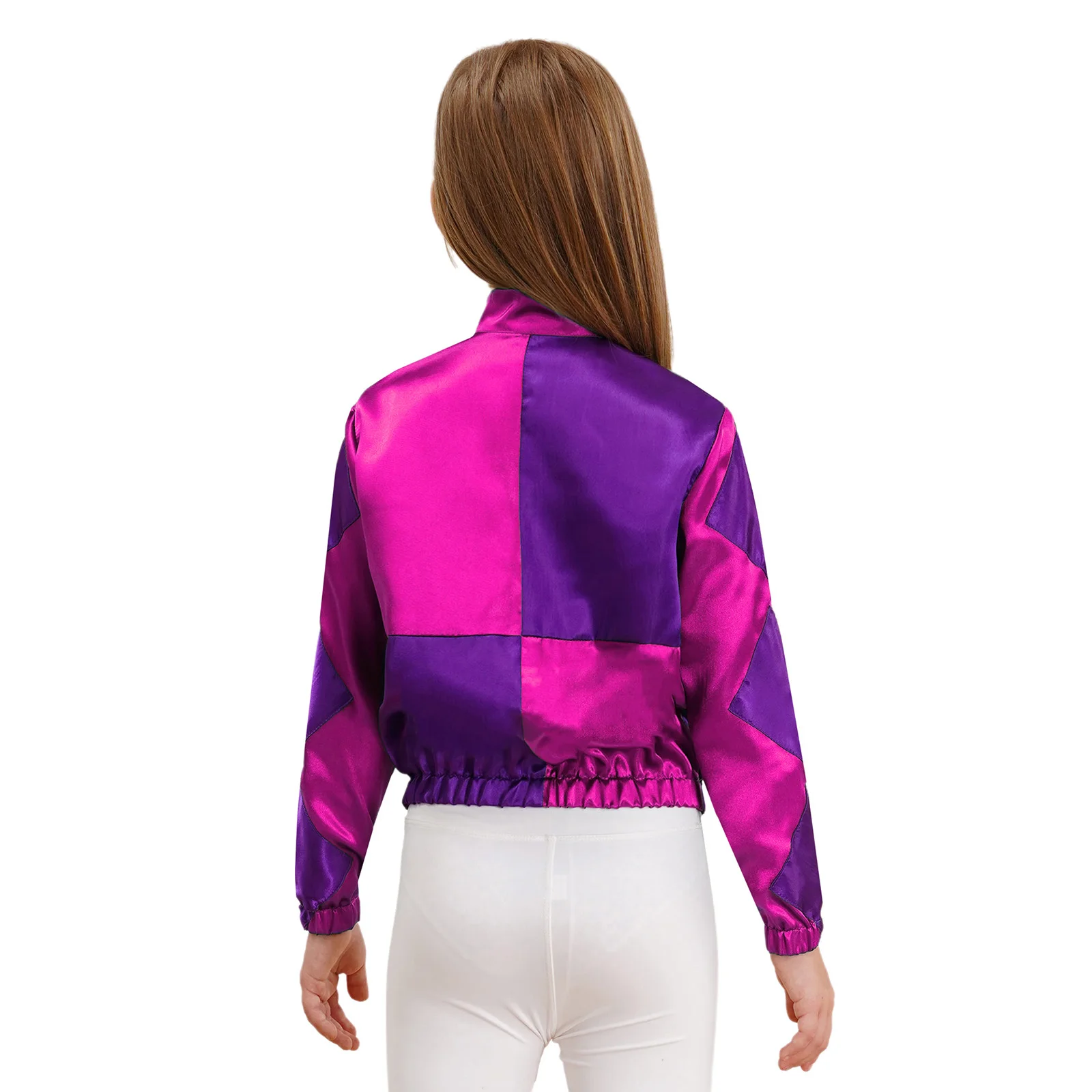 Girls Jockey Horse Riding Trainer Costume Long Sleeve Color Contrast Zipper Jacket Coat Kids Halloween Carnival Cosplay Dress Up