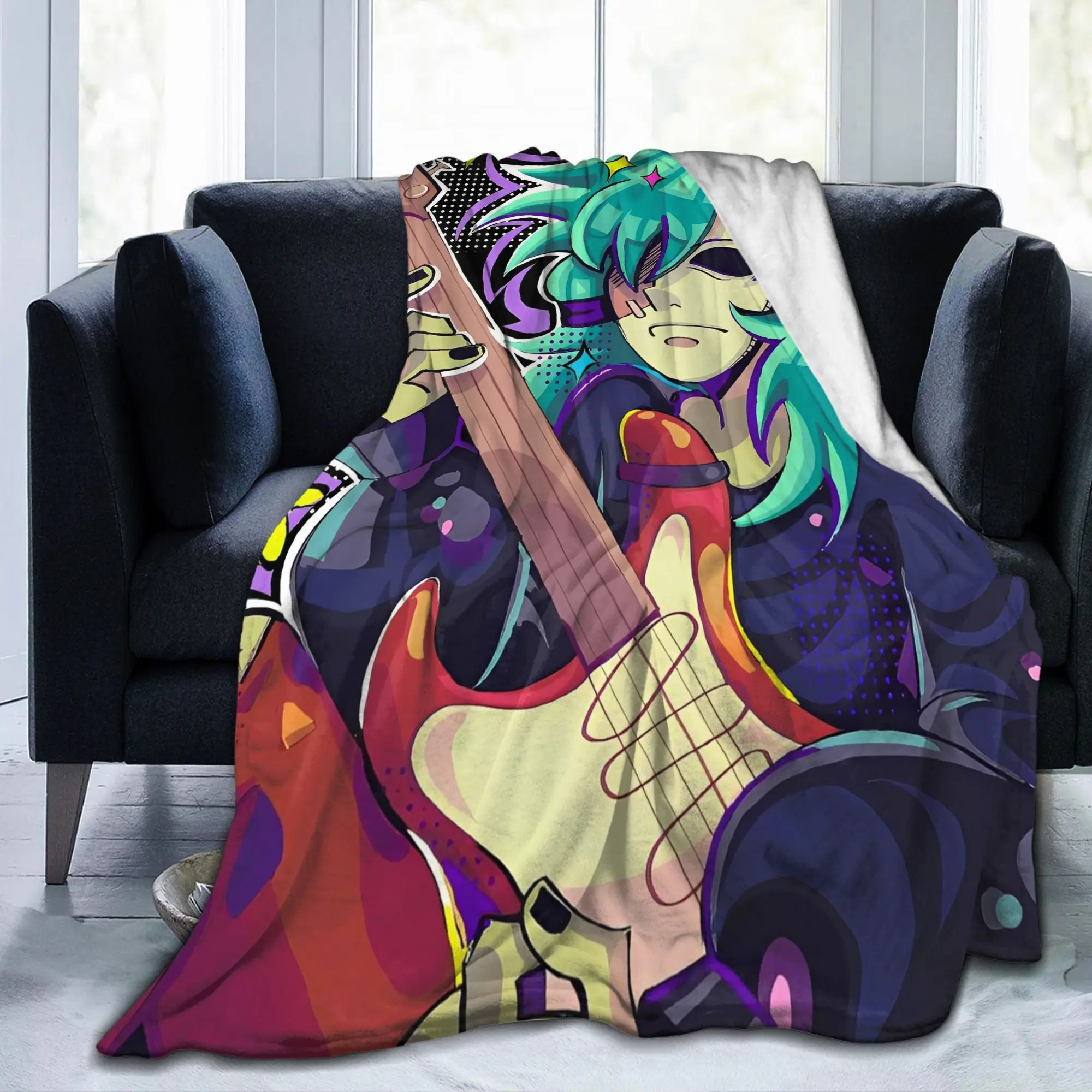 Sally Face Sal Fisher SF Guitar Blanket Flannel All Season Game Gothic Multifunction Lightweight Throw Blankets for Bedding