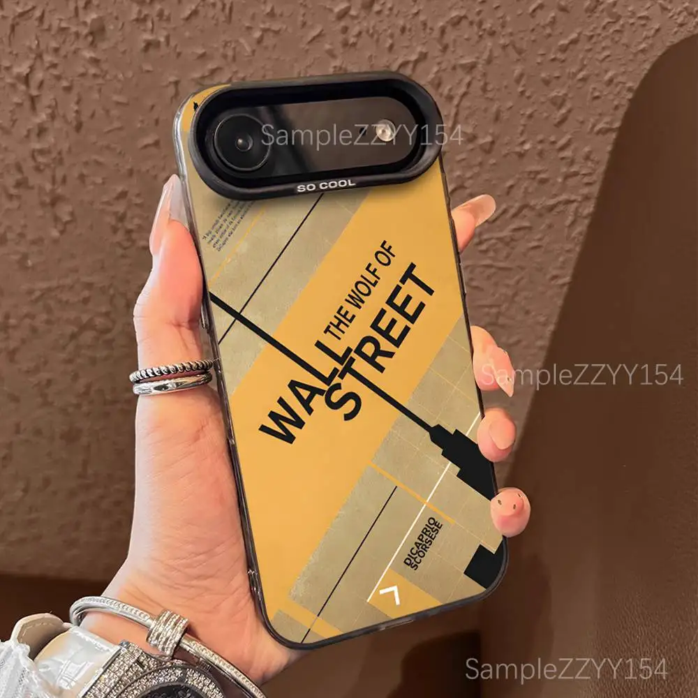 حافظة هاتف W-Wolf Of Wall Street لهاتف iPhone 17,16,15,14,13,12,X,8,Pro,Max,Plus,E,SE4,Air,Mini Black IMD Matte