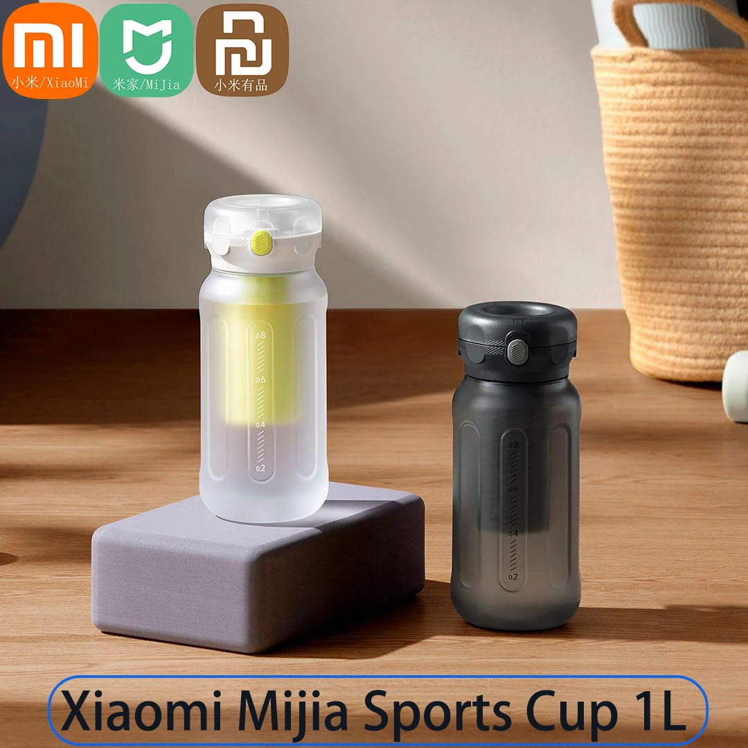 كوب رياضي محمول من Xiaomi Mijia سعة 1 لتر، زجاجة مياه رياضية للسفر، زجاجات بلاستيكية آمنة للتدريب على كوب اللياقة البدنية Mi