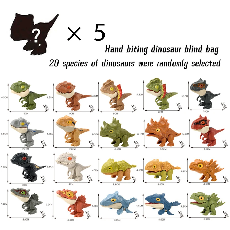 5-20PCS Dinosaur Bite Finger Toy, Simulated Tyrannosaurus Rex Dinosaur Bite Finger Toy, Multi-jointed Moving Dinosaur Figures