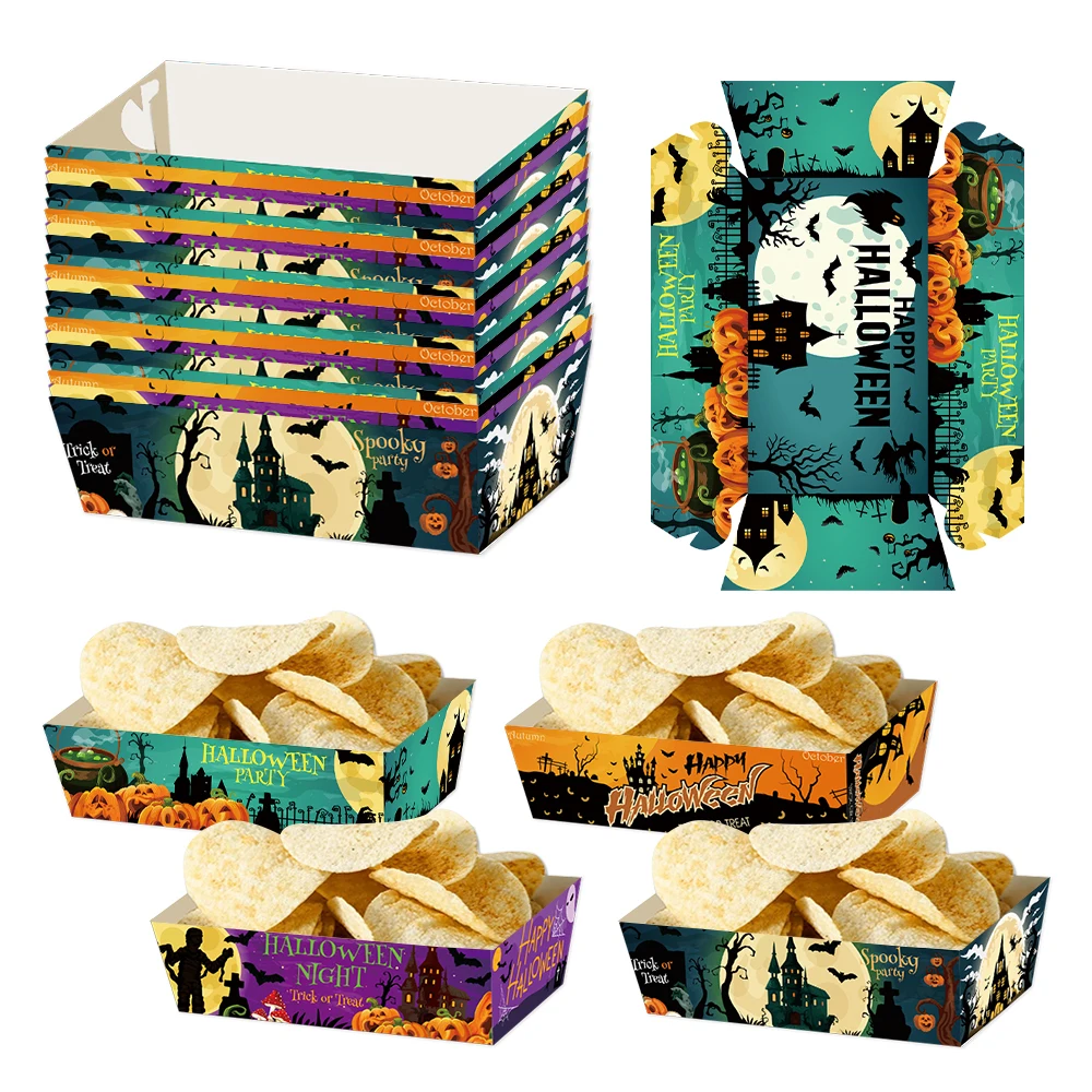 8/12 Stück Halloween-Popcorn-Boxen, Verpackungsboxen für Festival-Party-Dekoration, Popcorn- und Süßigkeiten-Snacks
