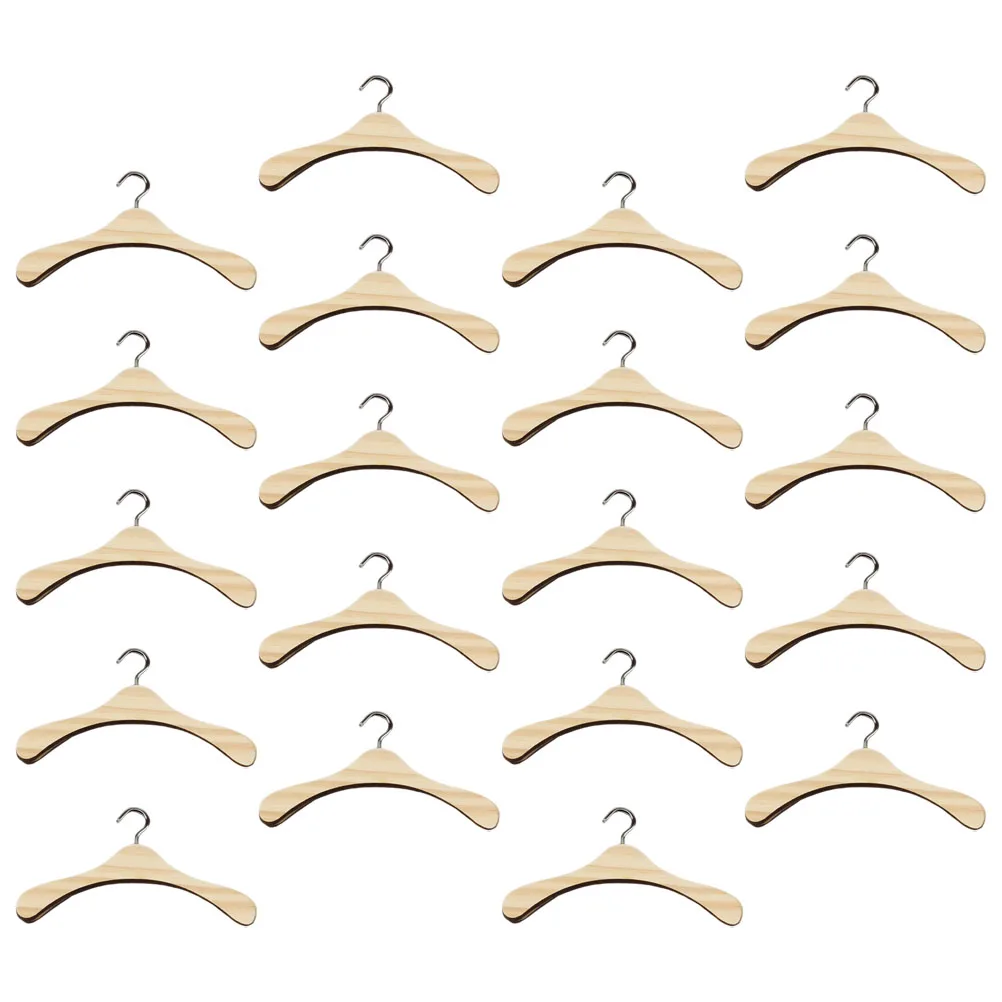 

20pcs Dollhouse Miniature Hangers 12Cm Wooden Clothes Organizers Elegant Wardrobe Accessories For Gown Outfit Display Miniature
