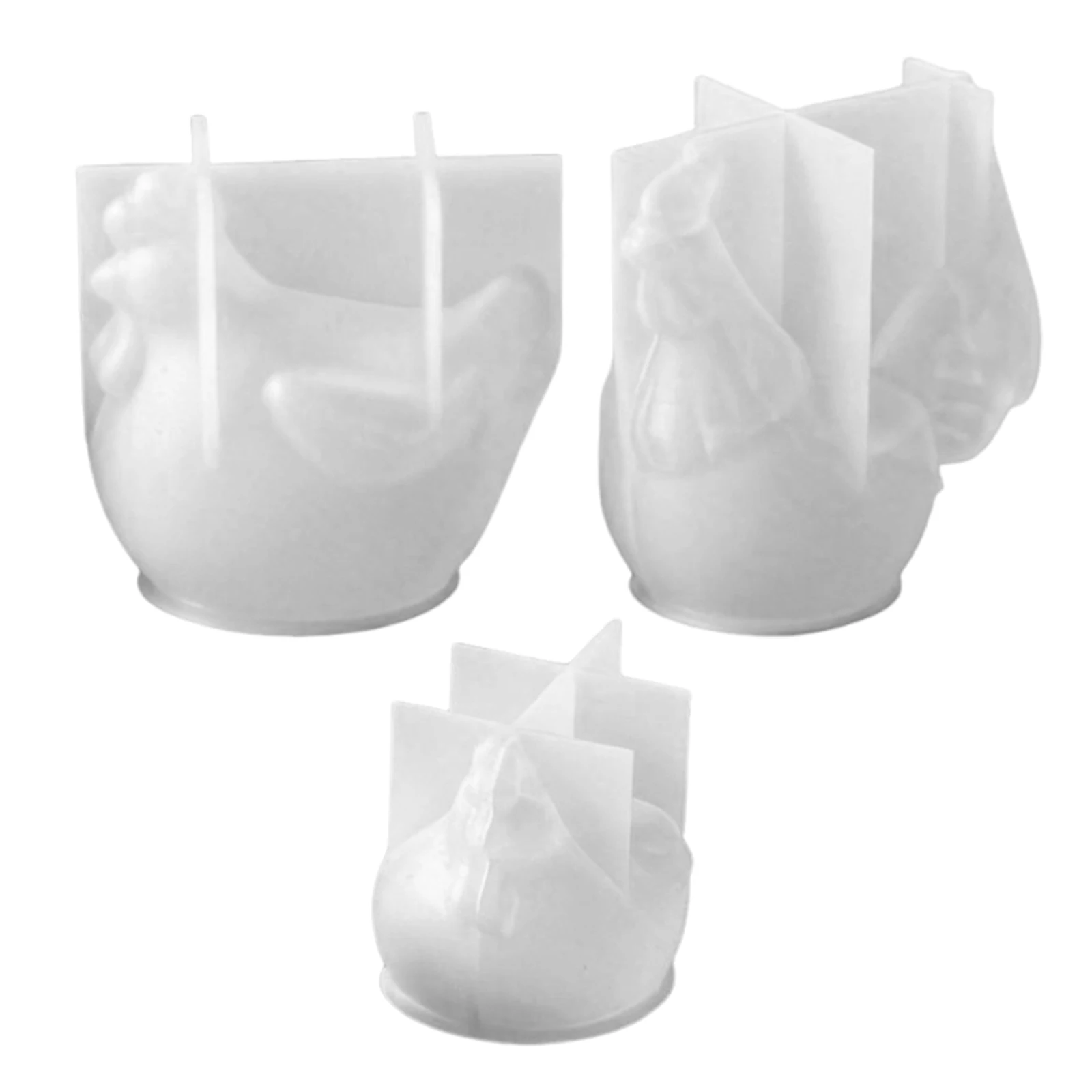 

3Pcs Chocolate Molds Rooster Hen Silicone Mold Farm Animal Cake Decoration Candy Cupcake Topper Easter Christmas Resin Casting