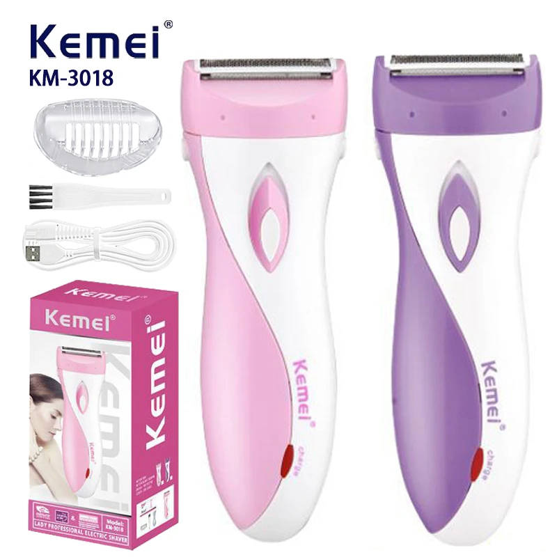 Kemei KM-3018 Electric Rechargeable Lady Shaver Hair Remover Epilator Painless Shaving Wool Scraping EU For Whole Body Use