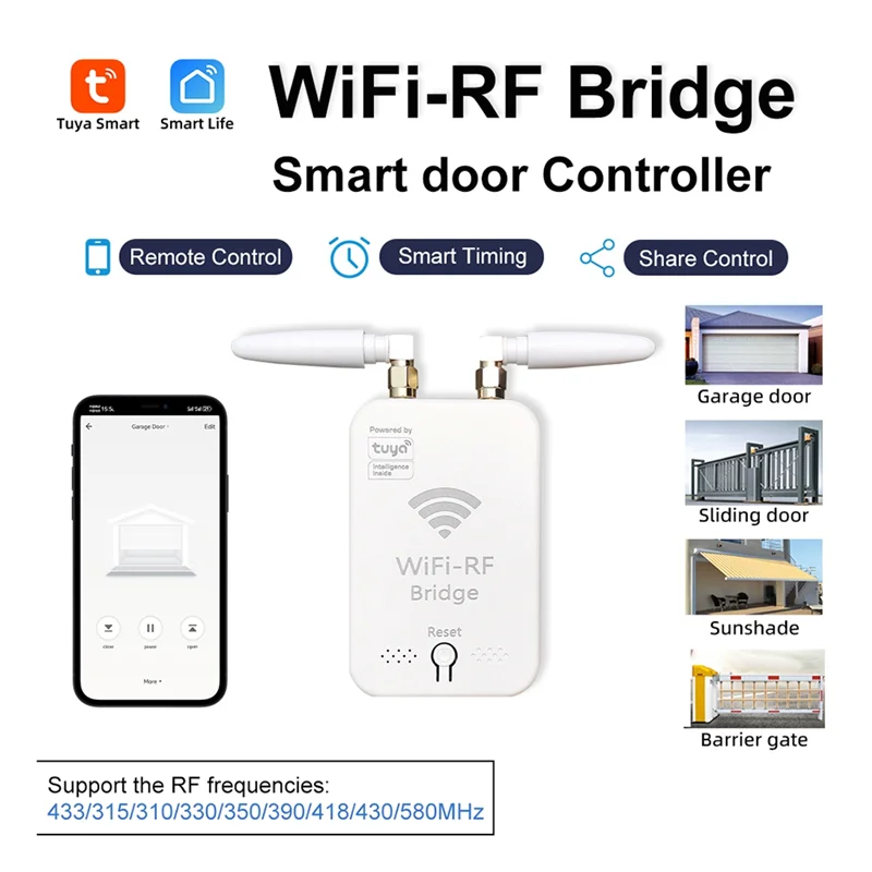 B24B Tuya Smart Wifi RF Duplicator Remote Control Copy For Electric Door Rolling Door Curtain Awning Sunshade Remote Control