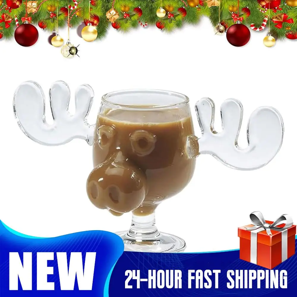 1-3 قطعة 240 مللي 8 أوقية عيد الميلاد موس القدح عيد الميلاد الرنة رئيس الإبداعية الأيائل الزجاج النبيذ البيرة عصير الماء الحليب كوب زجاجي شفاف