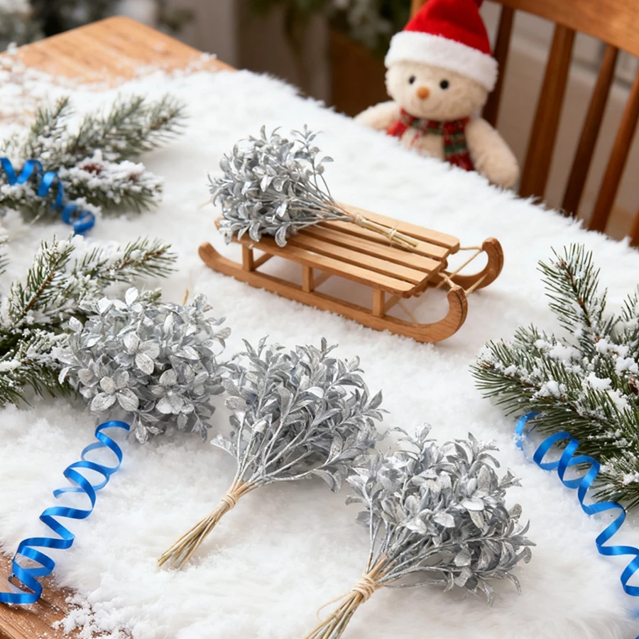 2/4pcs Artificial Flowers Plant Home Christmas Tree Wedding Table Centrepiece Decorations Delicate Accessory Clearance DIY Gifts