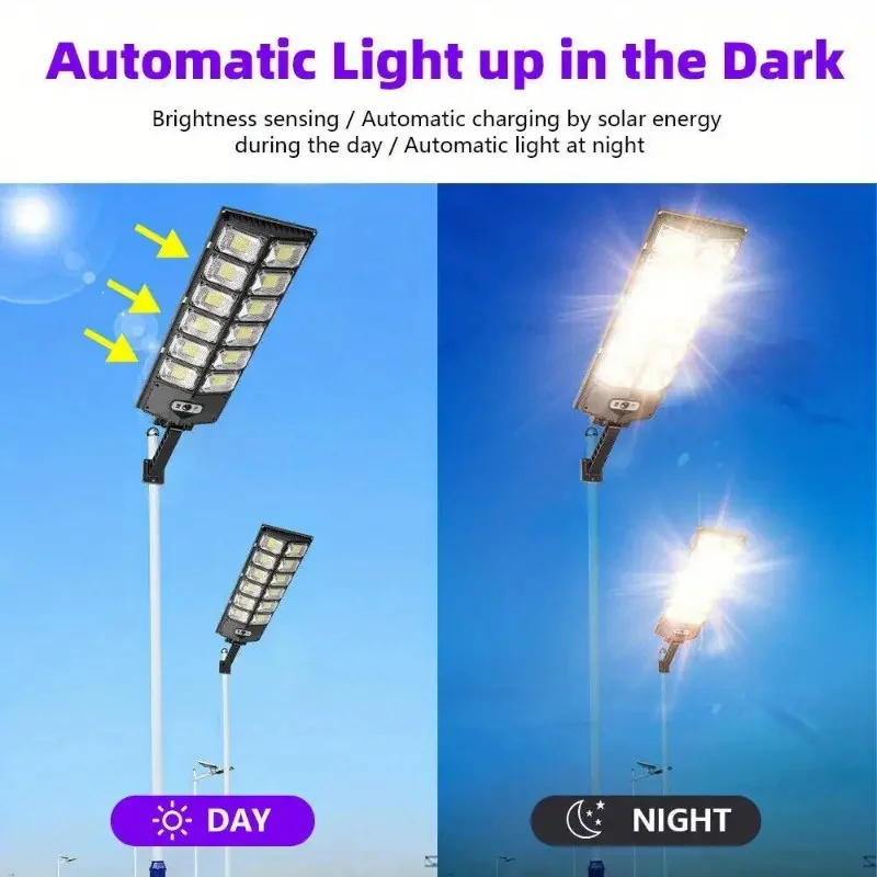 100000 LM Lampu Tenaga Surya Ultra Kuat Dengan Remote Control Lampu Halaman Jalan Induksi Tenaga Surya Luar Ruangan Lampu Taman Tahan Air IP65