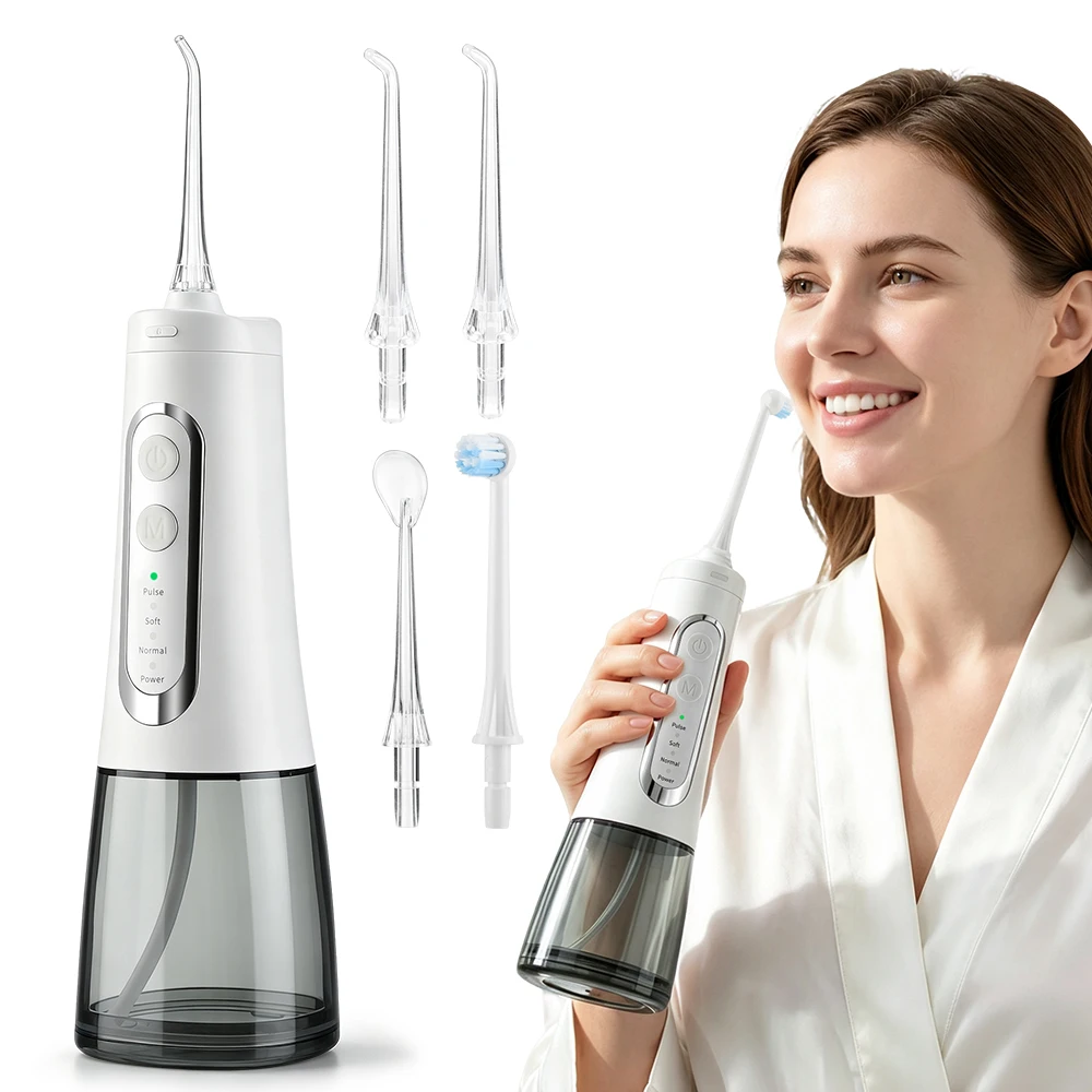 Household Dental Oral Irrigator USB Rechargeable Water Flosser Oral Cleaning Machine 4 Modes IPX7 Waterproof 300ml Water Tank