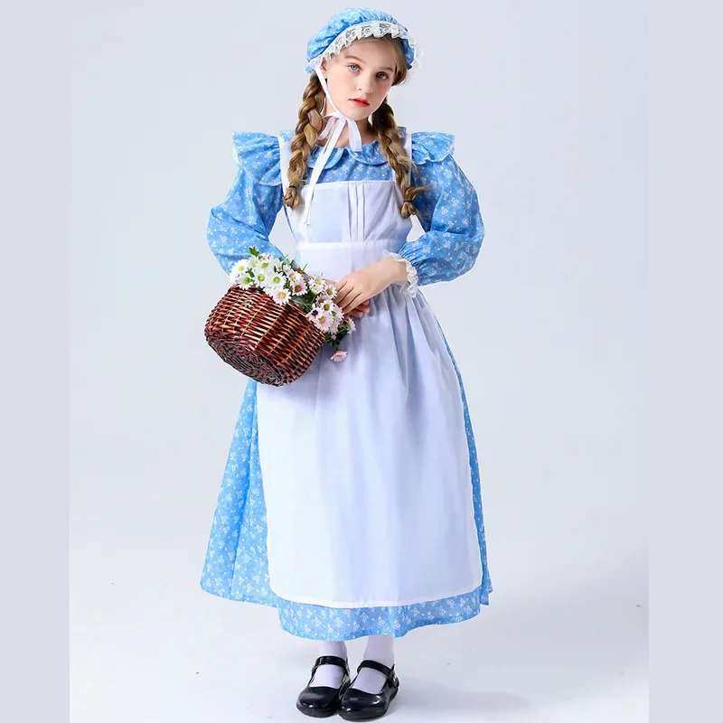 

Children's Cosplay Little Girl Dress Selling Matches Girl Colonial Stage Costume Prairie Pilgrim Costume