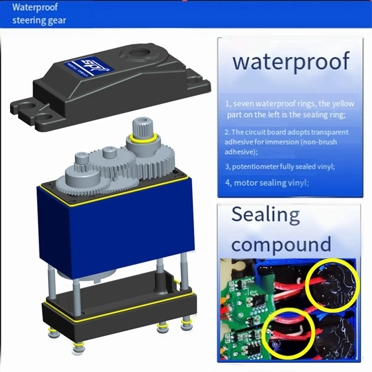 180 W hohes Drehmoment 35 kg wasserdichtes Metallgetriebe-Digitalservo für 1/8 1:10 RC Climbing Sasquatch Robot