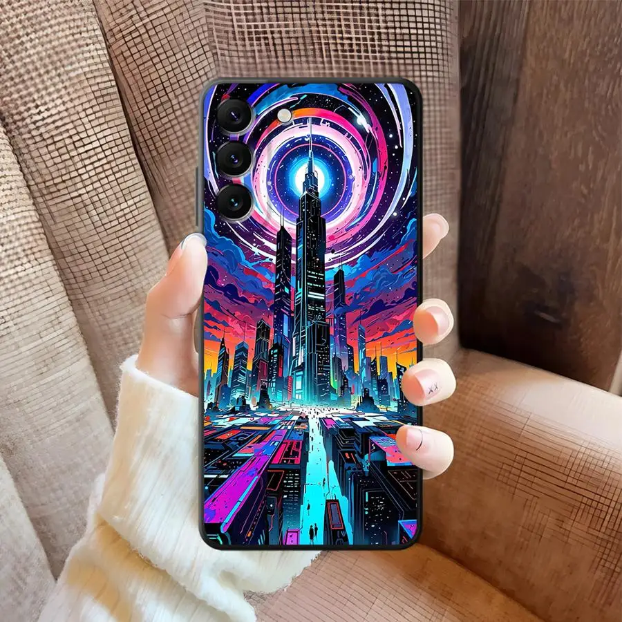 SCI-FI مدينة لينة عودة غطاء الهاتف حقيبة لهاتف سامسونج غالاكسي A22 A23 A72 A73 A24 A31 A16 A21s A54 A71 A12 A13 A51 A52 A35 A41 A33
