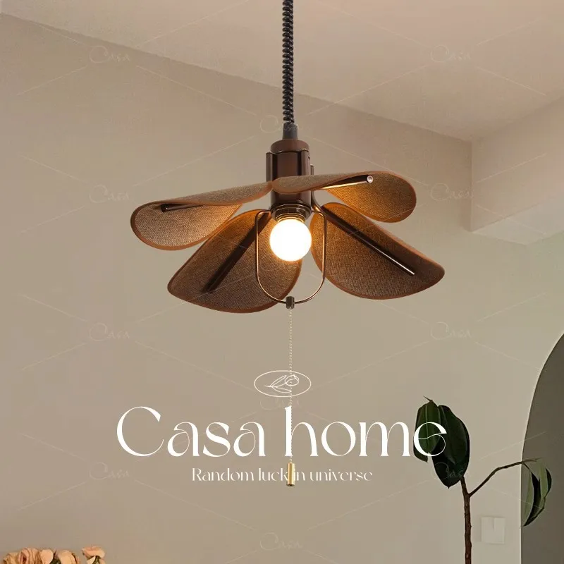 

Japanese Style Solid Wood Clover Hat Restaurant Pendant Lights Home Decor Study Lighting Coffee Kitchen Island Hanging Lamps