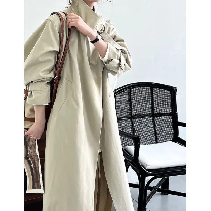 

Johnature Autumn New British Minimalist Trench Coat Women 2025 New Fashionable Casual Long Versatile Trench