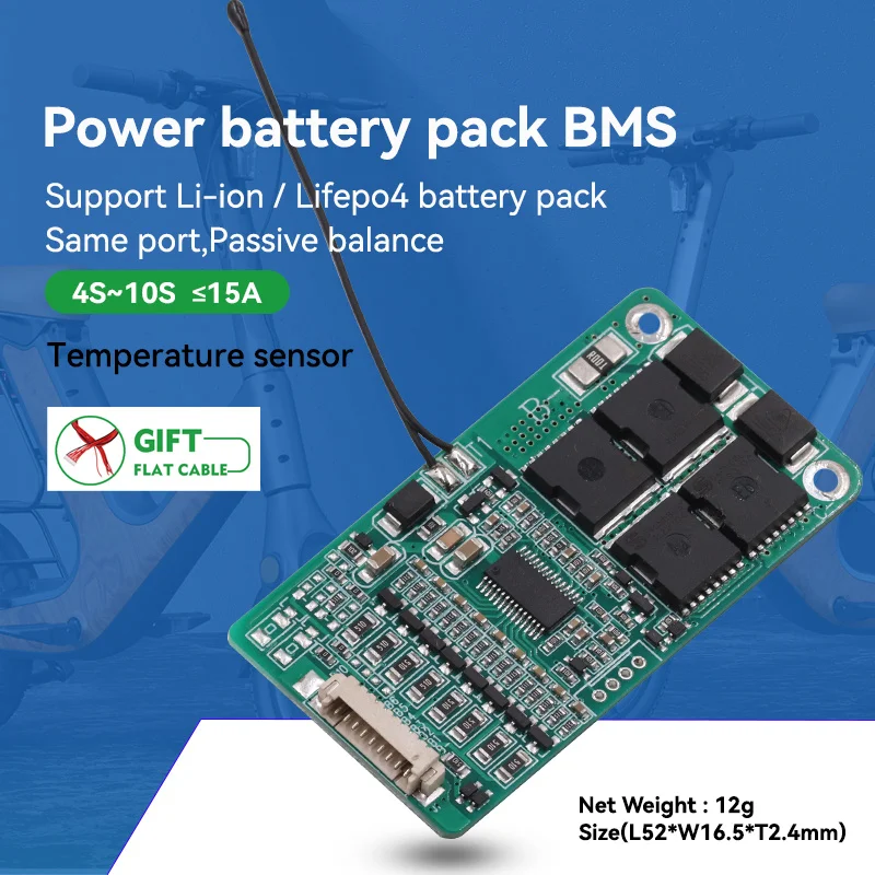 LWS 8S 10S Lithium Ion/Li-Polymer Battery Protection Board PCB 10A 15A 20A Same Port BMS for 29.6V 37V 42V Battery Packs Lifepo4
