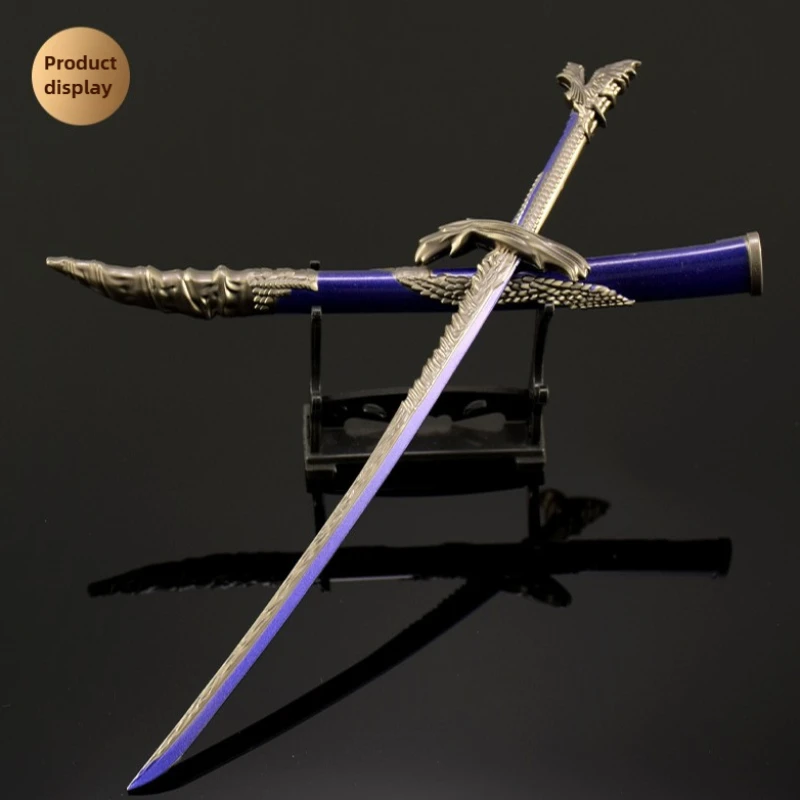 Eldenn – périphériques de jeu, grand couteau à échelle de Dragon avec gaine, épées de samouraï, modèle d'arme en métal, jouet d'ornement de bureau, 26cm/10.23 pouces